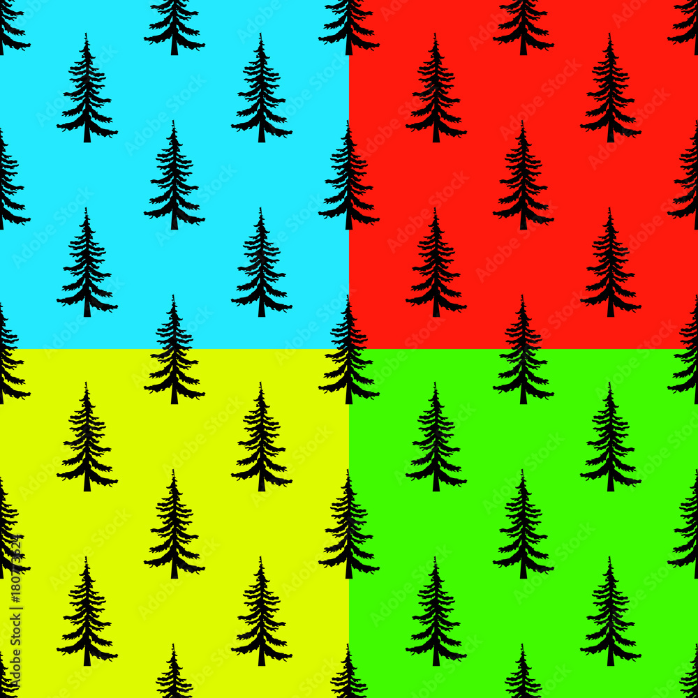 Obraz premium Pine tree seamless pattern set on colors backgrounds. Simple illustration of pine tree vector pattern for web eps