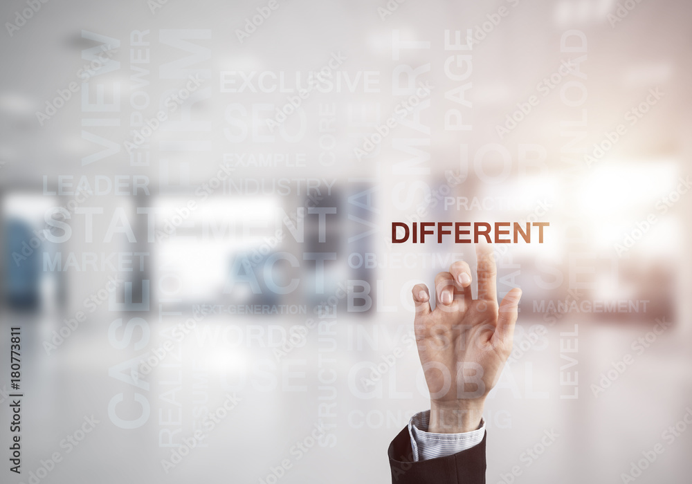 Concept of modern business with palm choocing on of keywords for Concept of modern business with palm choocing on of keywords for