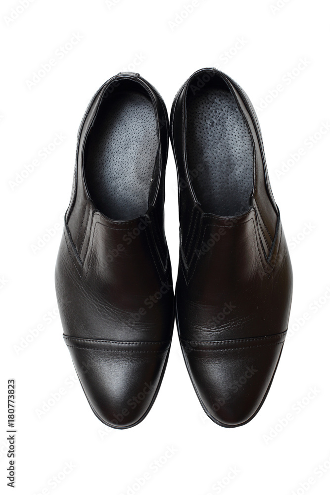 black men's leather shoes on white background black men's leather shoes on white background