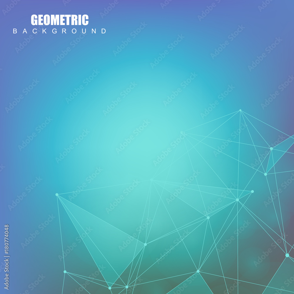 Geometric abstract background with connected line and dots. Structure molecule and communication. Scientific concept for your design. Medical, technology, science background. Vector illustration. Geometric abstract background with connected line and dots. Structure molecule and communication. Scientific concept for your design. Medical, technology, science background. Vector illustration.
