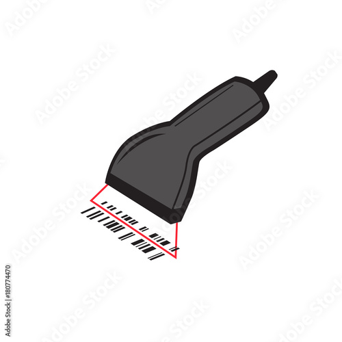 The manual scanner of bar codes in man hand
