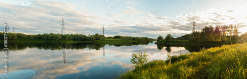 Panorama of the Langepas channel, the tributary of the Ob River.
