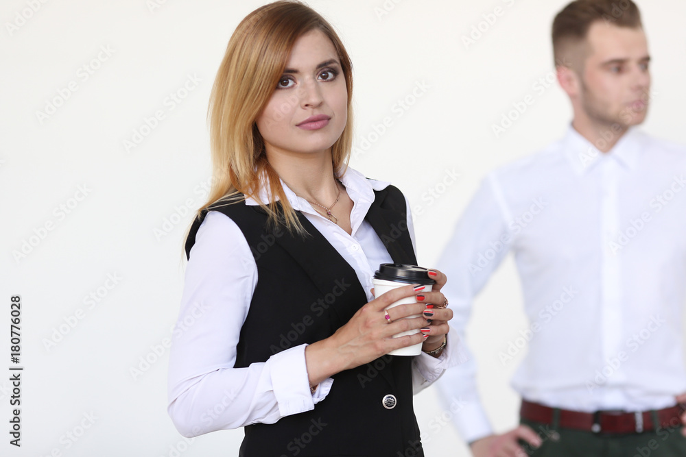 Businesswoman portrait with coffee in a team Businesswoman portrait with coffee in a team