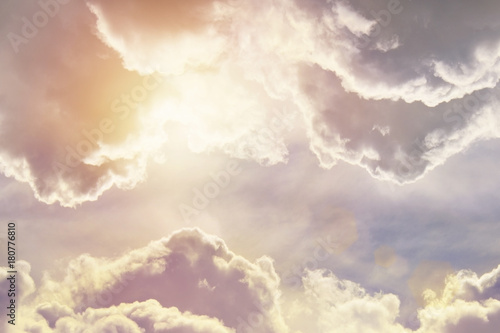 Blue sky, clouds and sun light background