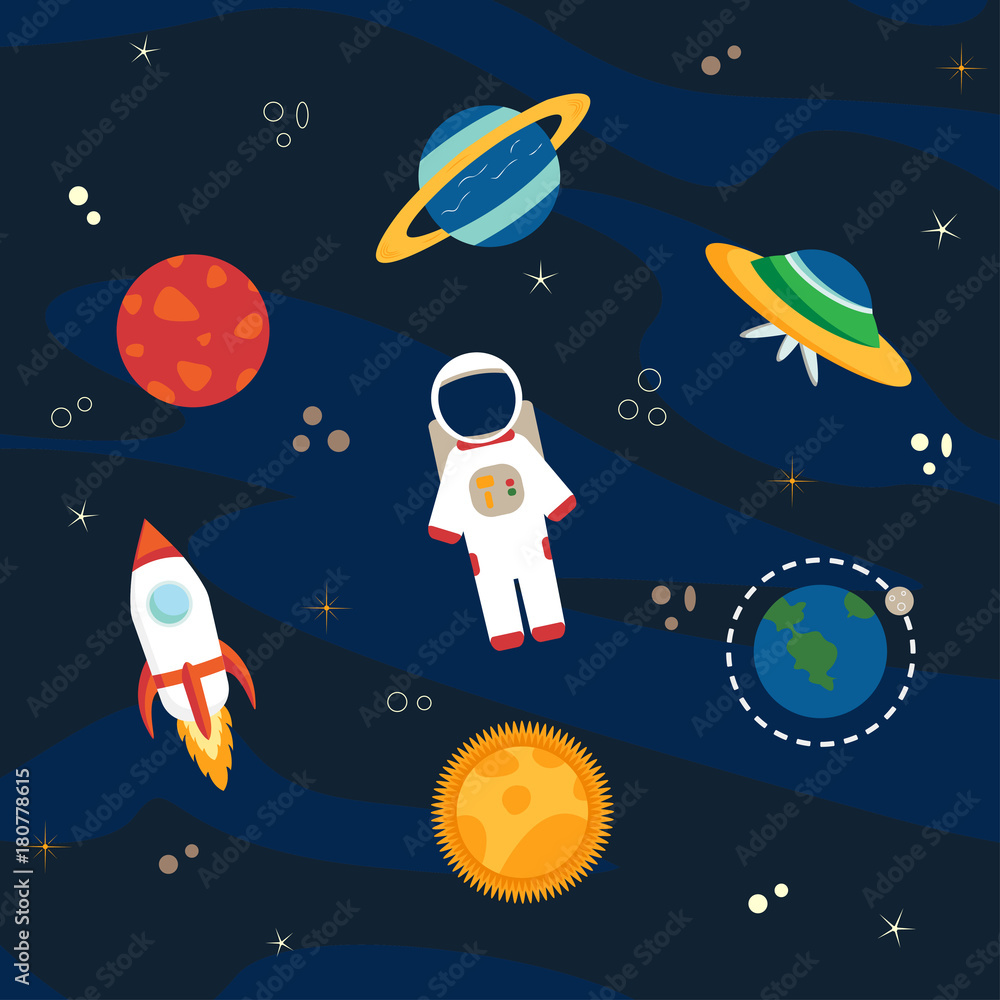 Astronaut, planets and space Astronaut, planets and space