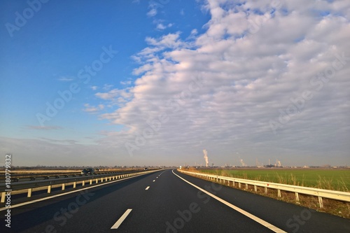 White clouds over the free highway