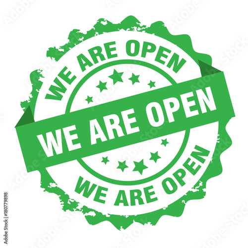 We are open stamp vector design