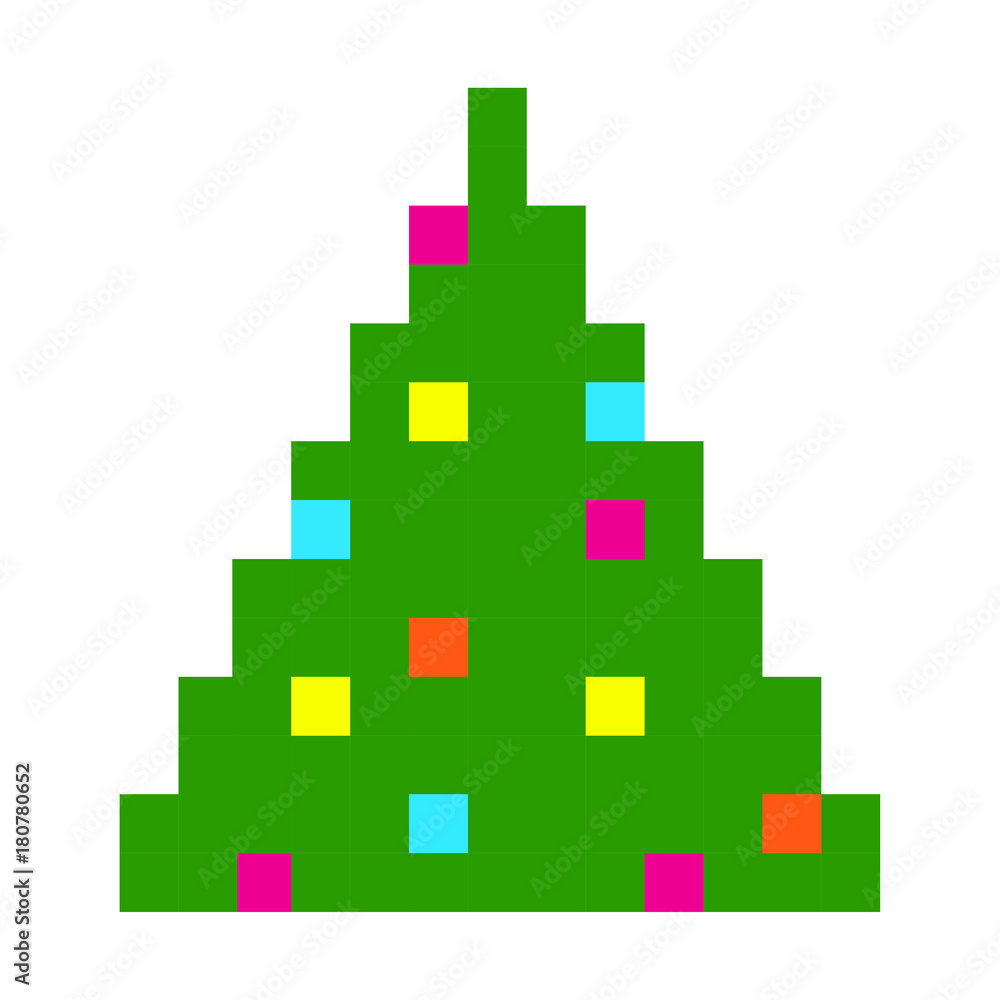 Christmas tree pixel art cartoon retro game style set Christmas tree pixel art cartoon retro game style set