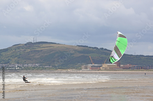 kitesurfer in Swansea Bay