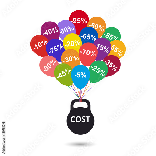 Business concept: price reduced, clearance and discount.  Vector illustration.