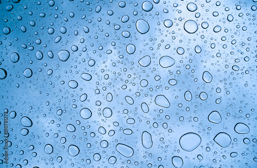 Background of beautiful water drops on glass