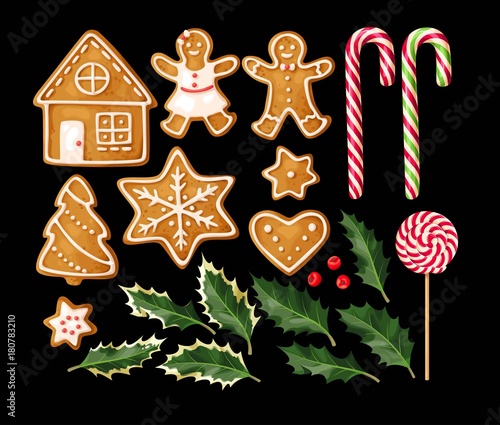 Set of gingerbread cookies