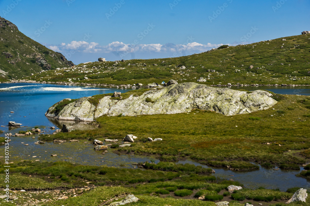 Fototapeta premium Amazing view of The Trefoil lake, Rila Mountain, The Seven Rila Lakes, Bulgaria