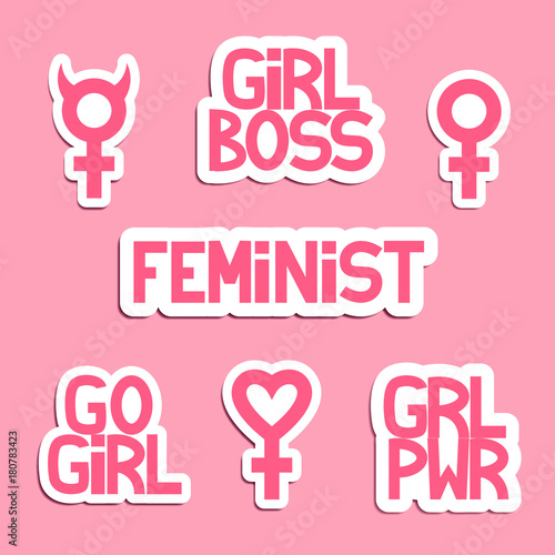 Feminism vector set. Good for sticker, patch, pin or t-shirt print.