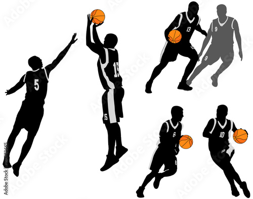 basketball players silhouettes collection 2 - vector