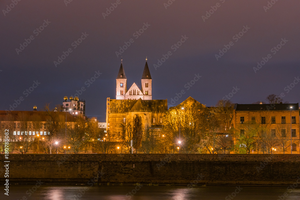 Magdeburg downtown at night, Germany