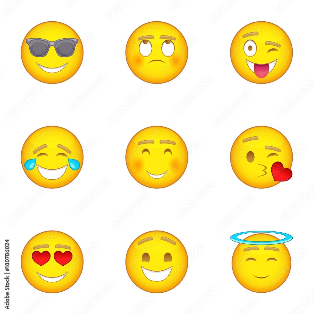 Smiley icons set, cartoon style Smiley icons set, cartoon style