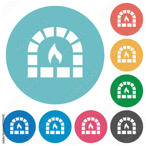 Stone oven flat round icons
