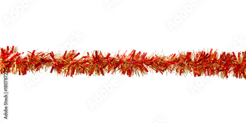 Obraz na płótnie Red and golden christmas tinsel decoration isolated w salonie