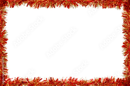 Obraz na płótnie Red and golden tinsel frame isolated on white w salonie