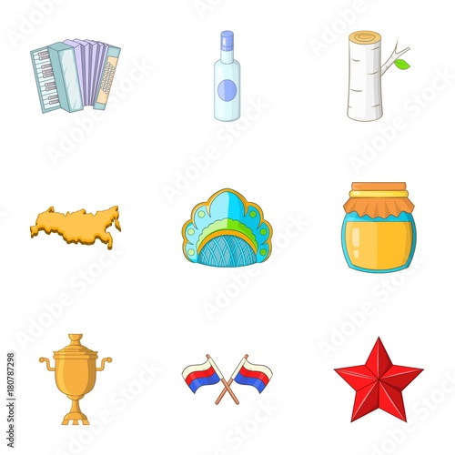 Russia icons set, cartoon style