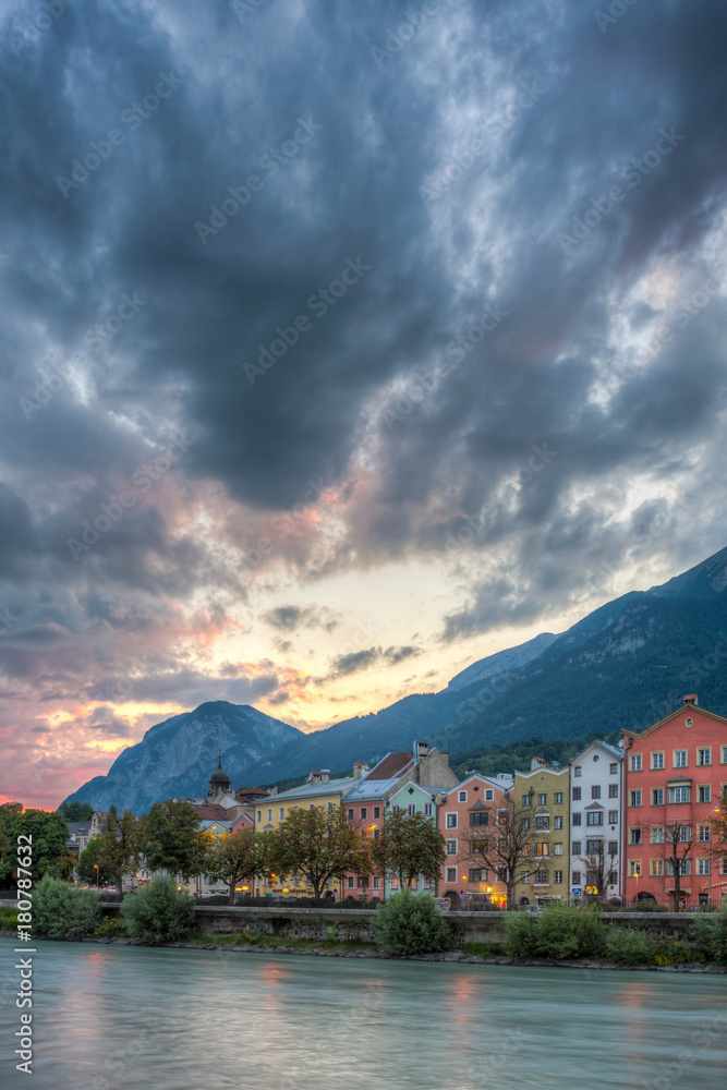 Mariahilf Street in Innsbruck, Austria. Mariahilf Street in Innsbruck, Austria.
