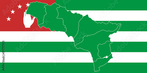 Map and flag of Abkhazia.