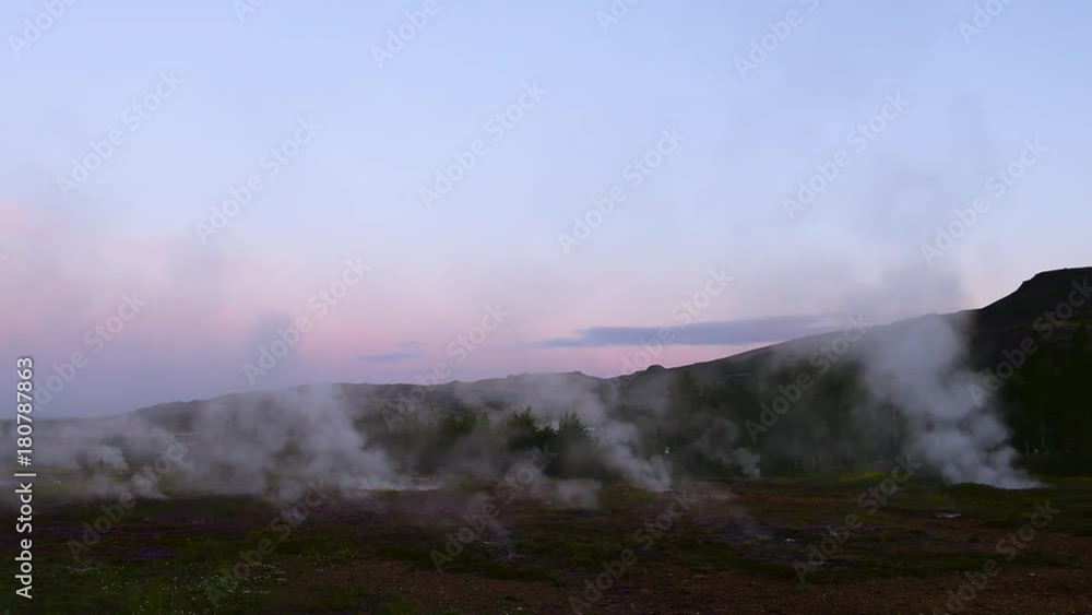 Erupting of Geysir geyser Erupting of Geysir geyser