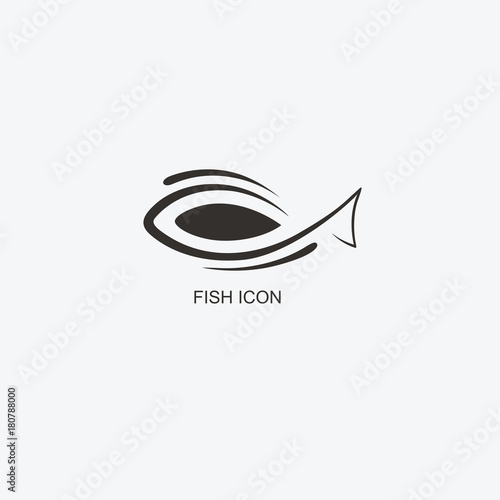 Fish logo template for design. Icon of seafood restaurant..Animals in a natural environment. Illustration of graphic flat style