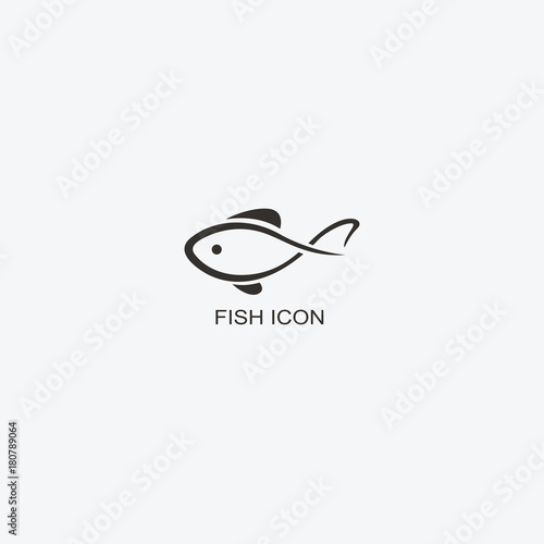 Fish logo template for design. Icon of seafood restaurant..Animals in a natural environment. Illustration of graphic flat style