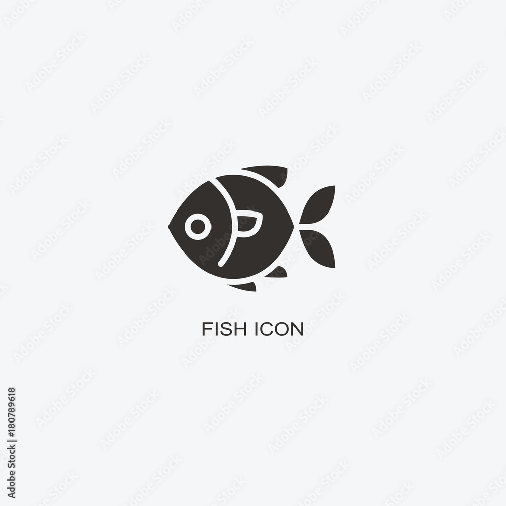 Fish logo template for design. Icon of seafood restaurant..Animals in a natural environment. Illustration of graphic flat style Fish logo template for design. Icon of seafood restaurant..Animals in a natural environment. Illustration of graphic flat style