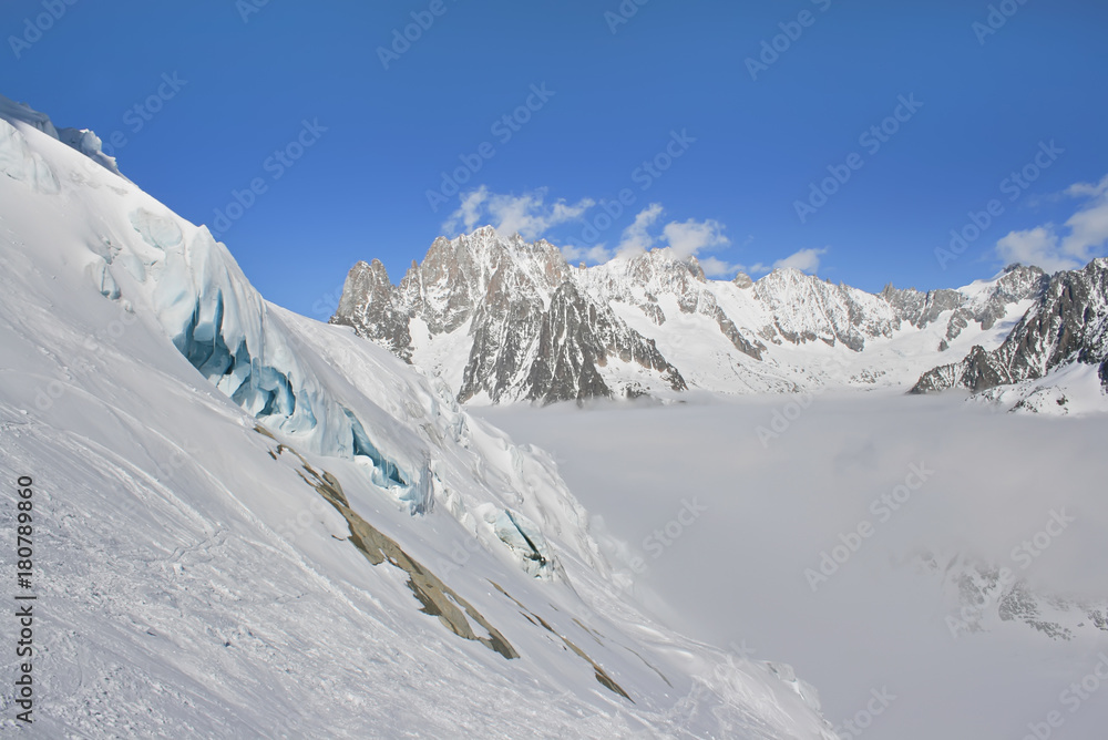 Vallee Blanche glacier. Chamonix, France, Europe