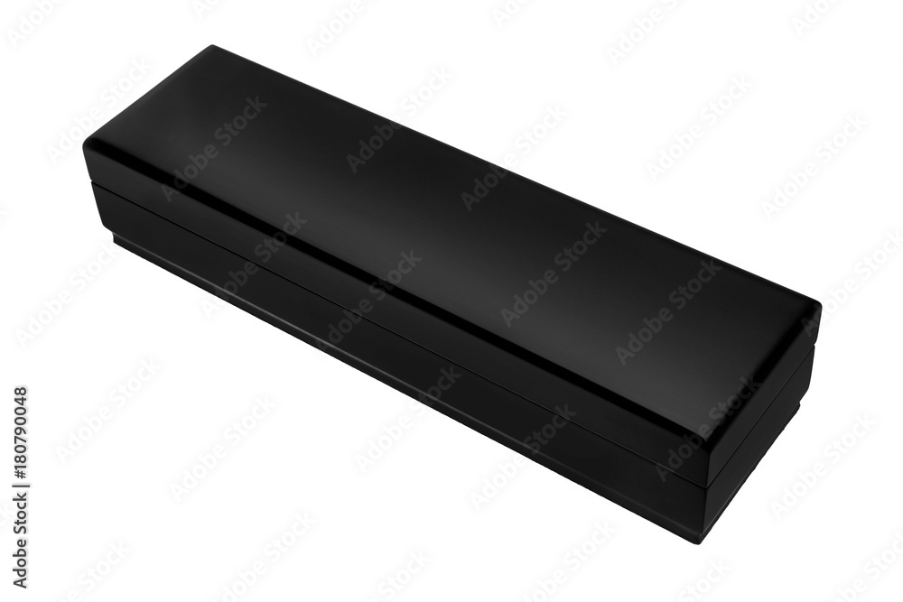 Fototapeta premium Black wooden box isolated on white