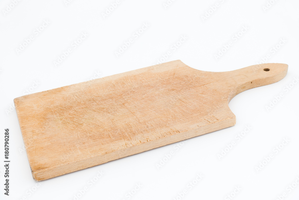 Worn wooden chopping board empty for mockup