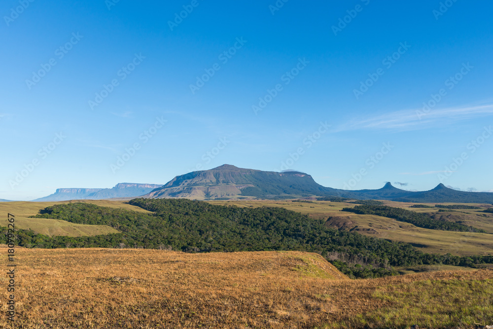 Morning view of Wei tepuy (The Mountain of the Sun, in local language), in Canaima Natinal Park, Venezuela