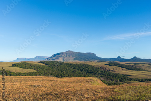 Morning view of Wei tepuy (The Mountain of the Sun, in local language), in Canaima Natinal Park, Venezuela