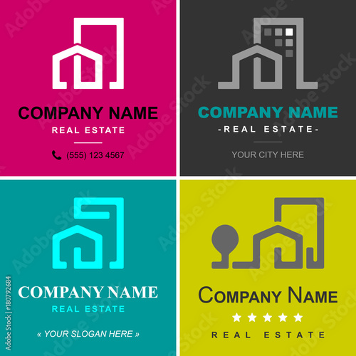 logo maison immobilier, agence immobilière, modèle illustration vectoriel