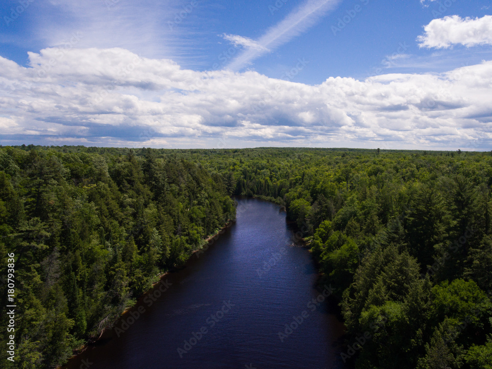 Flying Above a Michigan River