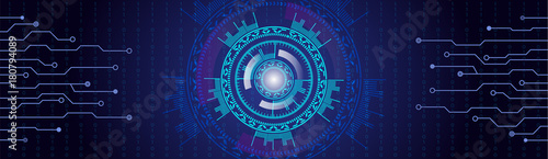 Velvet blue HUD background with lines and numbers. Head-up display. HUD UI interface