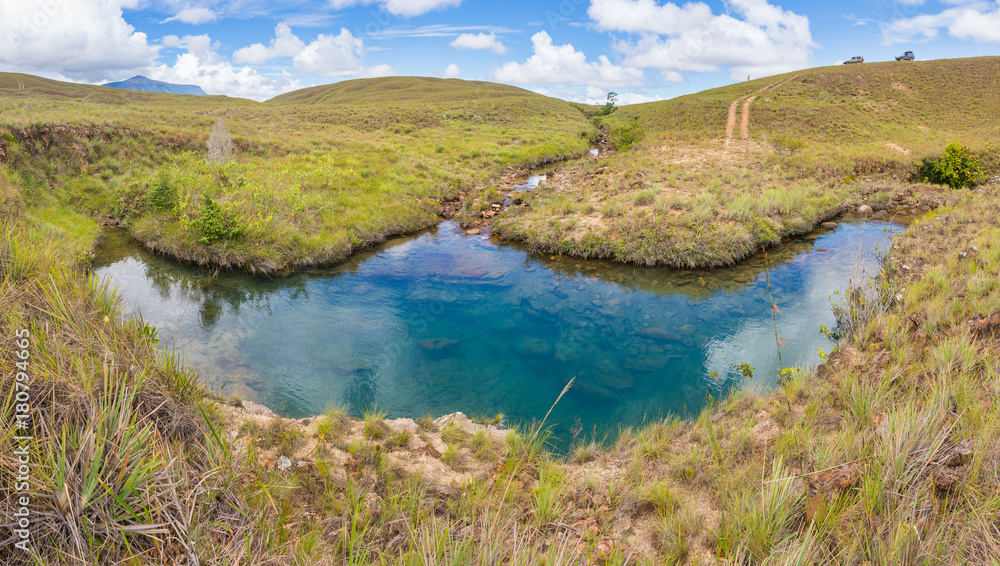 Natural blue pond in a creek located in Gran Sabana region, in south-eastern Venezuela