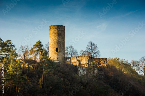 Old ruin Dobronice in the South Bohemian region. Czech republic.
