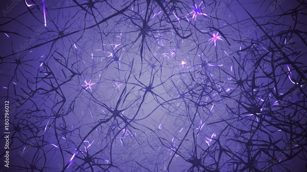 Neurons in brain. 3D looping animation of neural network.