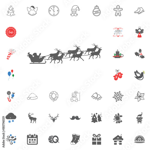Merry Christmas and Happy New Year icon. Vector illustration.