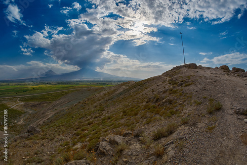 Khor Virap Monastery on Armenia-Turkey Border near Ararat Mountain photo