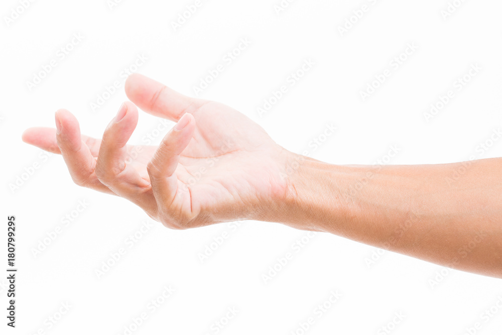 Man hand receiving isolated on white background Man hand receiving isolated on white background