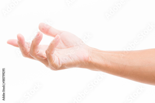 Man hand receiving isolated on white background