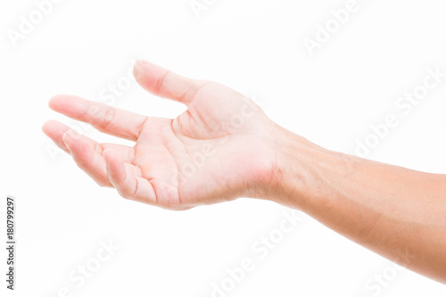 Man hand receiving isolated on white background