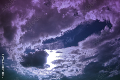 Amazing dark purple overcast cloudy sky. Fantastic view.