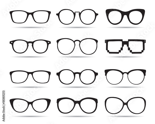 A set of glasses isolated. Vector Icons. photo