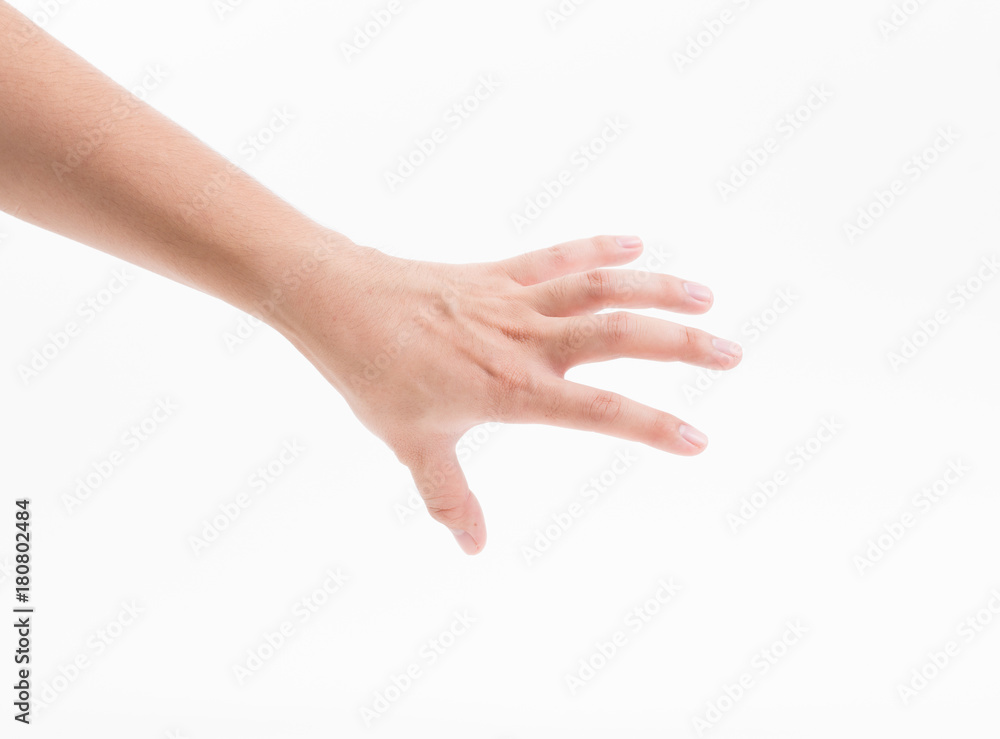 Man hand isolated on white background, clipping path